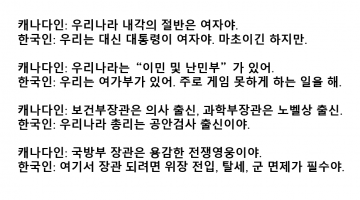 캐나다인에게: “우리나라 정치도 자랑할 거 많다고!”