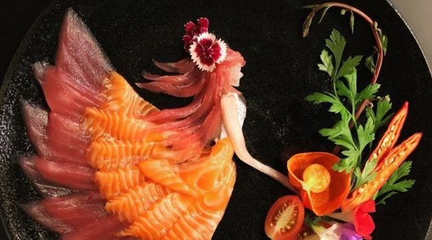 도저히 먹을 수 없는 생선회 한 접시, 사시미 아트